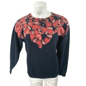 Marcelo Burlon Men's Black Red Snake Print Long Sleeve Sweatshirt Sweater Top S